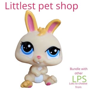 Hasbro Littlest Pet Shop cream with yellow pink accent rabbit collectible toy